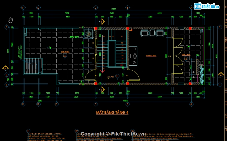 nhà 4 tầng 4.53x13.2m,nhà phố 4 tầng 4.53x13.2m,File cad nhà phố 4 tầng,kiến trúc nhà phố 4 tầng,Bản vẽ nhà phố 4 tầng